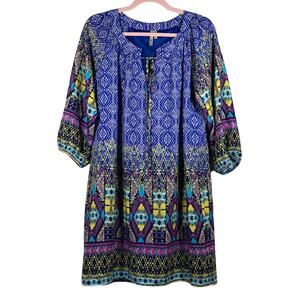 HELLO MISS Blue Bohemian Mini Dress Large